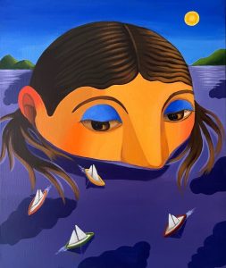 Annabel Faustin, l'ile aux beauteaux , Acrylic on canvas, 55x46 cm