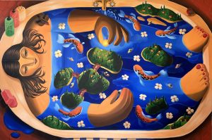 Annabel Faustin Title: « Le soleil des archipels» (Island’s Sun) Medium: Acrylic on canvas Size: 195 x 130 cm