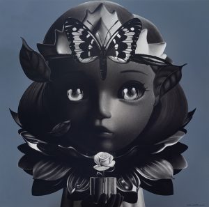 Valdo Manullang Title: « Mariposa » Size: 120 x 120 cm Medium: Charcoal on canvas